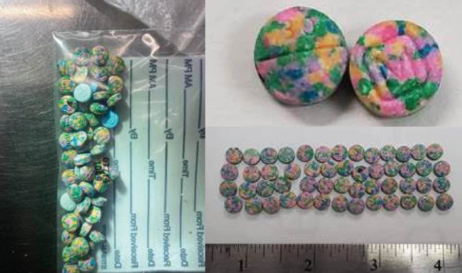 A colorful form of fentanyl law enforcement officials fear could appeal to children has been found in Centralia, according to a Tuesday news release by the Centralia Police Department. 